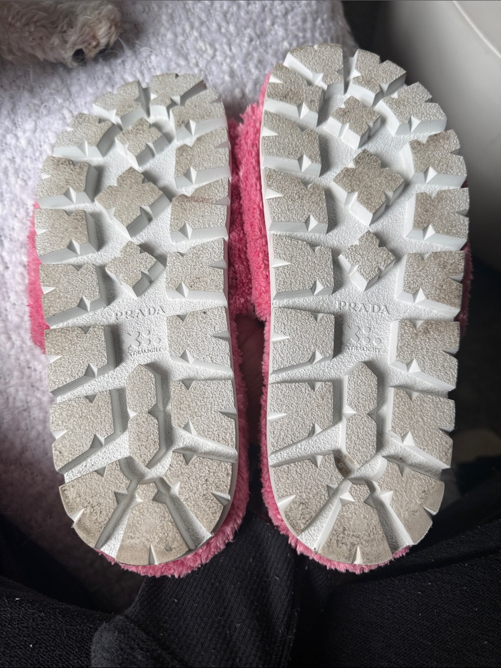Prada Pink Plush Logo Slide Sandals - Picture 5 of 8